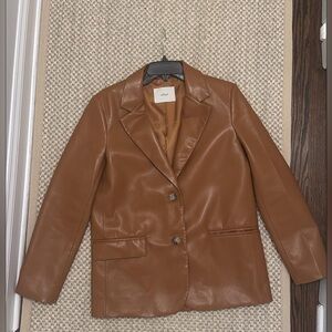 Aritzia Wilfred Memories Brown Leather Blazer